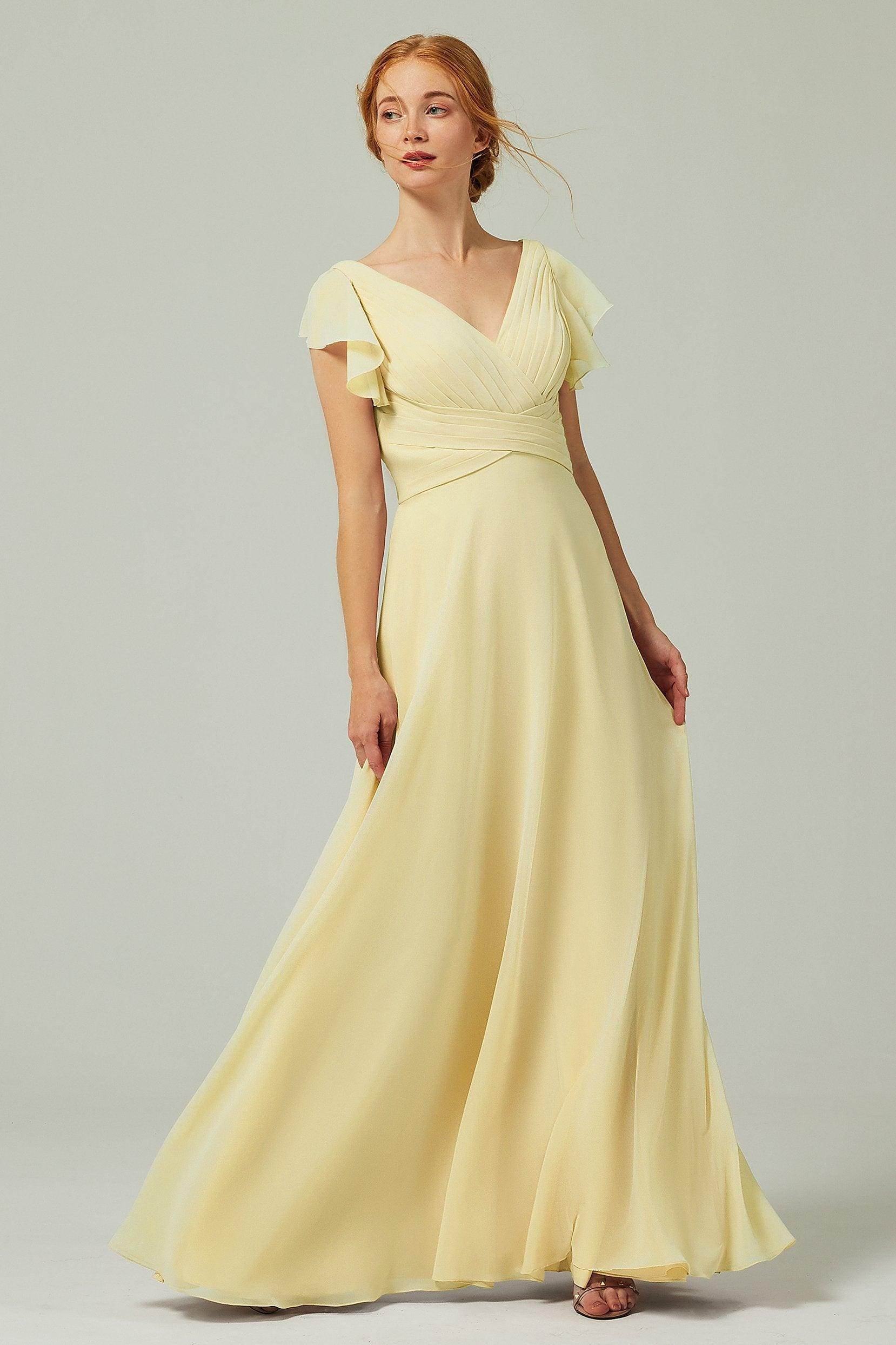 A-Line Floor Length Chiffon Bridesmaid Dress CB0302PS - COCOMELODY